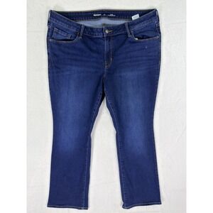 Old Navy Jeans Womens 16P Blue Dark Wash Mid Rise Kicker Bootcut Stretch